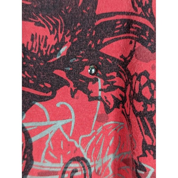 Knockout Jeans AOP Embroidered Tiger Head Hip Hop Streetwear 4XL Red Graphic Tee - Picture 5 of 6